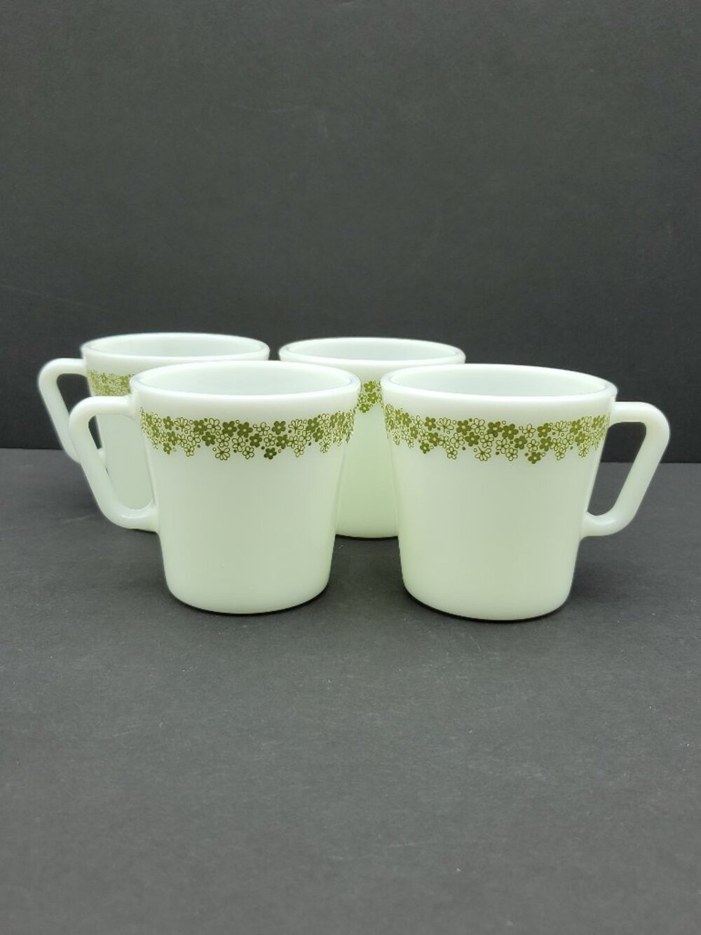 Pyrex Spring Blossom D Handle Mugs Corning Crazy Daisy Milk Glass Mugs